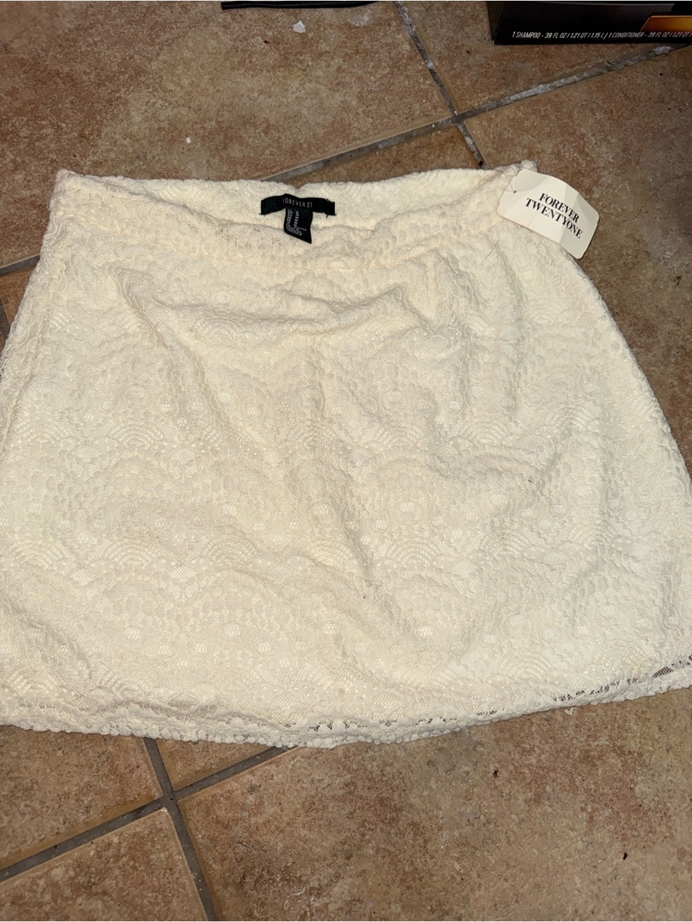 Forever 21 Cream Lace Mini Skirt